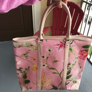 Glossy latex patent jelly floral tote bag purse